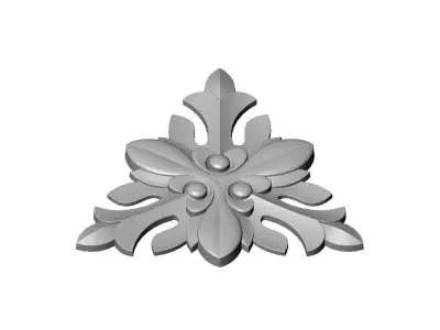 Triple floral motif rosette carving molding relief onlay 3D print model