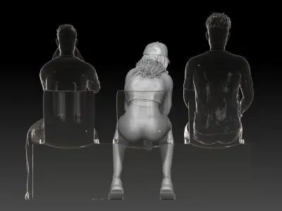 spectator at sports stadium girl 2 3D print model