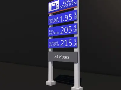 Gas Station Sign Low-poly 3D model