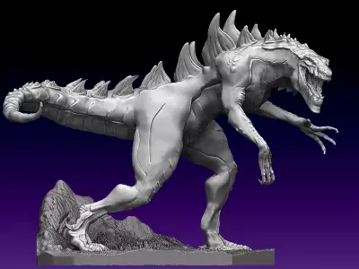 Animated Godzilla statue 3D model