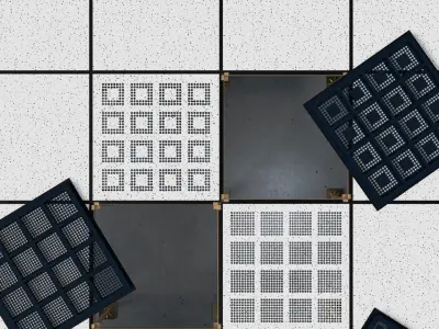 Raised or Access Floor Solid Panel with Perforated Panel  set 3D model