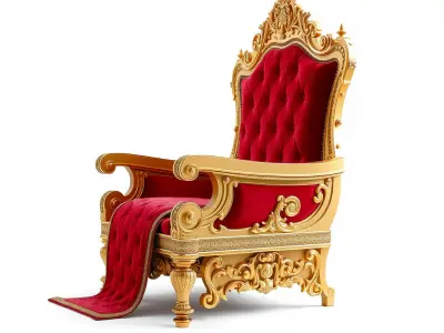 Ornate Throne Chair Model Pack for Royal Interiors Low-poly 3D model