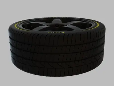Miniature Enkei PF05 Rim and Tire - 3D Print - No Textures 3D print model