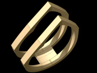 Twins Geometric Ring 3D print model
