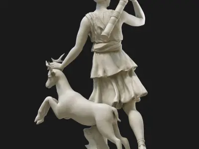 Diana 3D model statue of woman with goat 3D model
