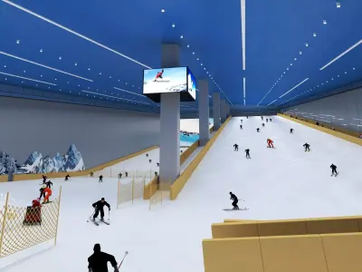 Indoor ski slope  Low-poly 3D model