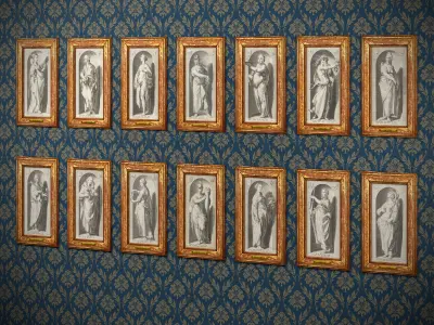 Seven Deadly Sins - Seven Virtues - antique wall art Low-poly 3D model