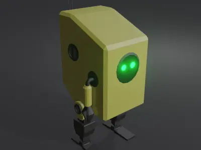 Low poly robot with eyes Free low-poly 3D model