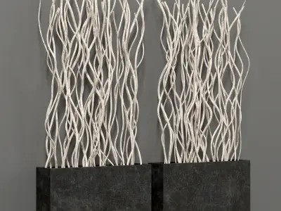 Planter white croked branch n1 3D model
