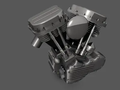 Panhead Harley Motorcycle Engine 3D model