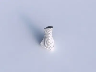 Vase puffy tappered triangle with wavy extruded lines 2 3D print model