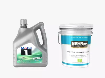 mobil 1 car engine oil and behr interior paint 3D model