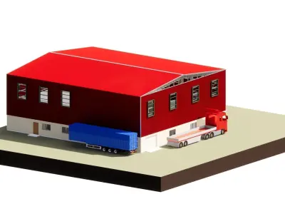 Warehouse G plus M steel structure in Revit 3D model