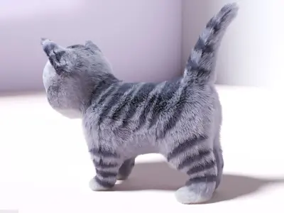 Hair Fur Cute Cat  Low-poly 3D model