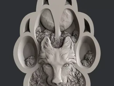 3d STL models for CNC router and 3d printer wolf 3D model