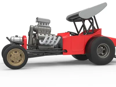 Vintage Winged Front engine dragster Scale 1 to 25 3D print model