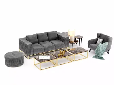 Sofa with Living room decor 3D model