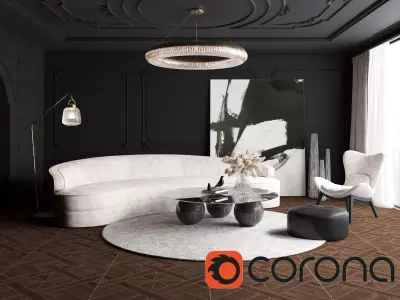 CORONA SCENE 33-Living Room INTERIOR 3D model