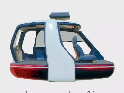 Futuristic Gravity Taxi 3D Model with Holographic Seating Low-poly 3D model