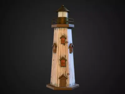 Wooden Lighthouse Decor Low-poly 3D model