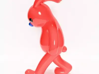  Red Bunny Sad Walker toy 3D print model