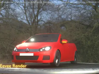 City Car 27 Compact Class Convertible Open Type-C Red Low-poly 3D model