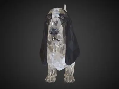 Dog Black Basset Hound Low Polygon Art Animal Low-poly 3D model