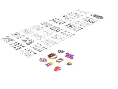 Tattoo Stickers Set 3D model