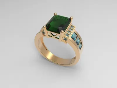 Emerald  Princess ring 3D print model