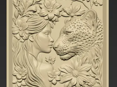 Leopard Head and A Girl A12 3D print model
