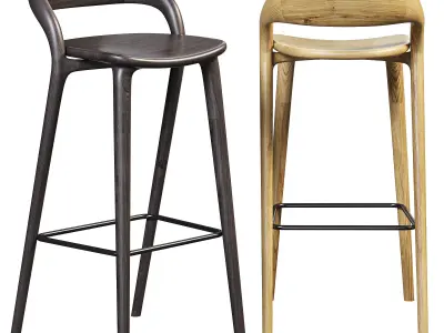 Bar stool Lugano oak natural tone 3D model