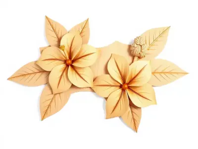 Elegant Floral BasRelief model pack Low-poly 3D model