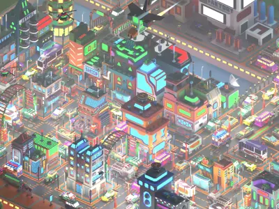 Scifi  Low Poly  Cartoon City  Low-poly 3D model