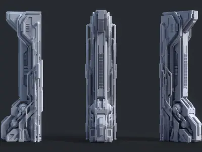 Sci-Fi Parts Kit Pack Vol 02 D-PBR Low-poly 3D model