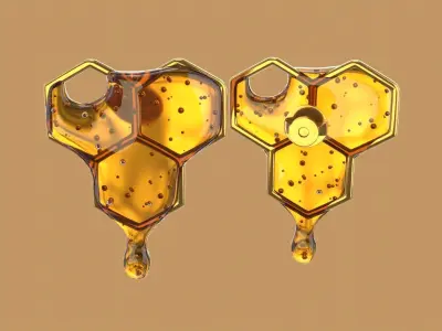 Honey earrings and necklace 3d print model 3D model