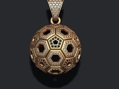 Football ball pendant 3d with gems 3D print model