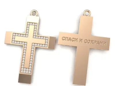 G0486 two gold cross pendants with diamonds 3D print model