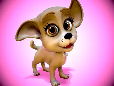 Cartoon Chihuahua Low-poly 3D model