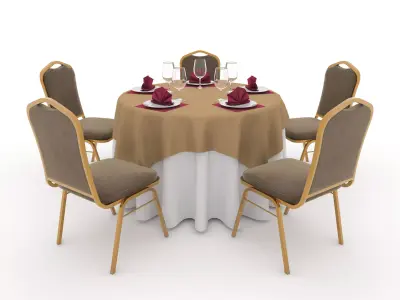 Banquet Table and Chair 04 3D model