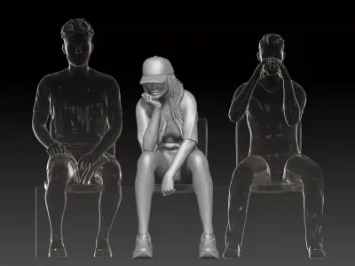 spectator at sports stadium girl 2 3D print model