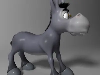 cartoon donkey Rigged Low-poly 3D model