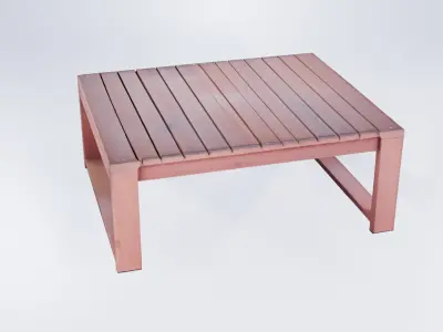 Low Poly Wooden Garden Table - Outdoor Asset 3D model