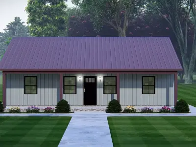 Modern Barndominium House 3D Model with Rustic Metal Siding 3D model