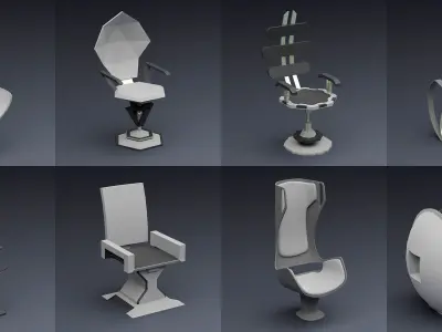 SCI-FI Chairs Low-poly 3D model