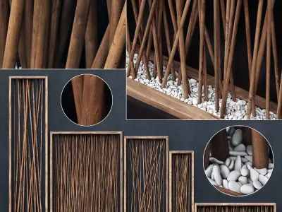 Screen wall branch pebble n2 3D model