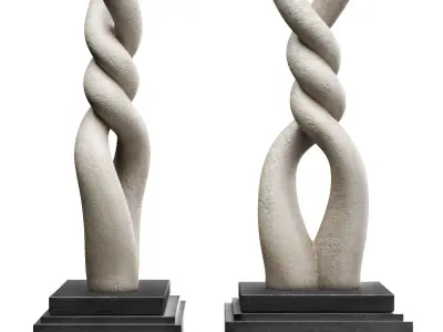 Twisted knot sculpture Low-poly 3D model