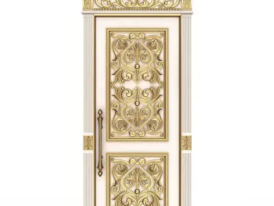 Carved Door Classic 01002 White Low-poly 3D model