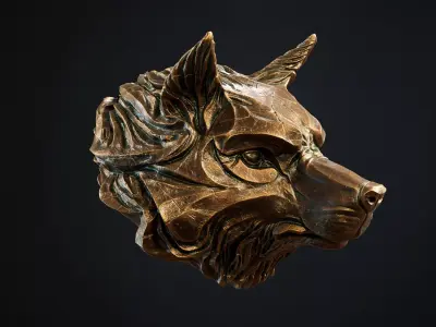 Wolf head pendant keychain 3d print model 3D print model