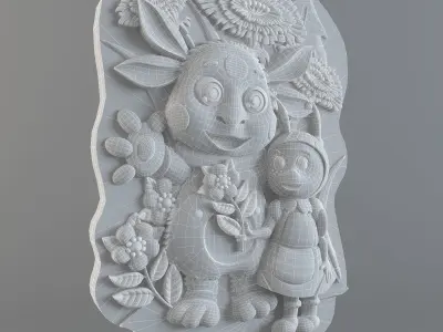 luntik little girl and monster 3D print model