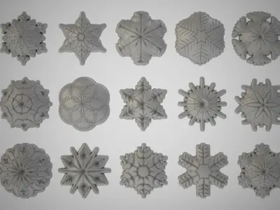 Snowflakes golden snowflake 3D print model
